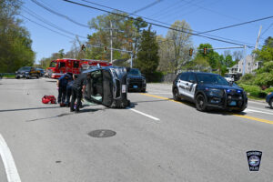 First responders on scene after a crash on Route 3A in Cohasset
